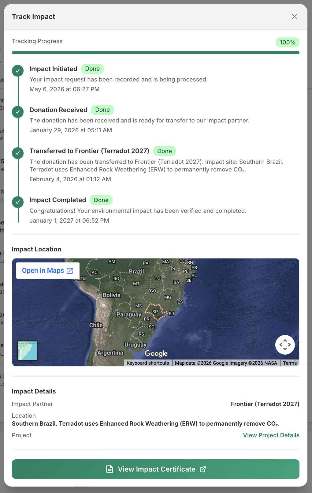 Tracking modal for carbon capture