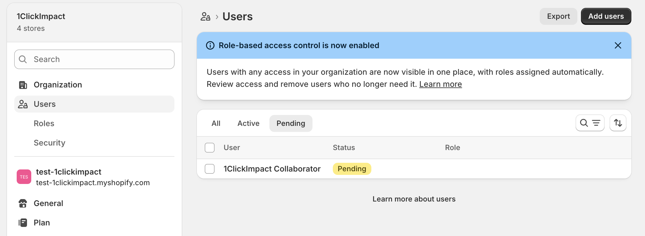 Pending collaborator request from 1ClickImpact