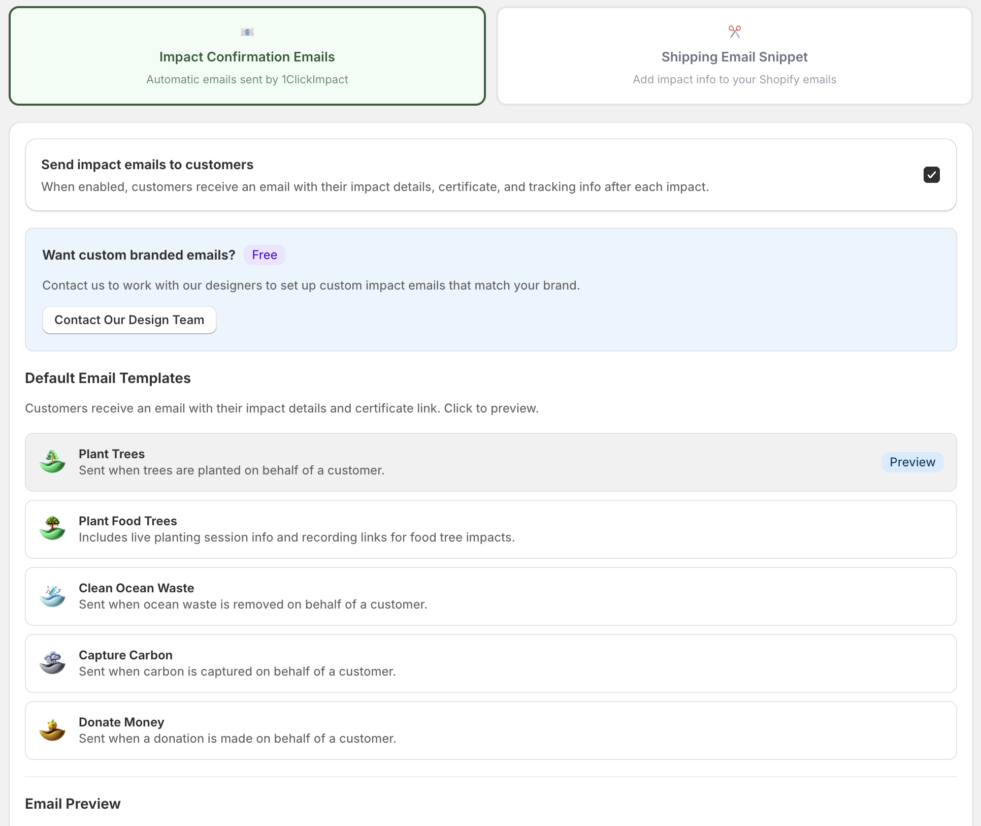 Email notification settings