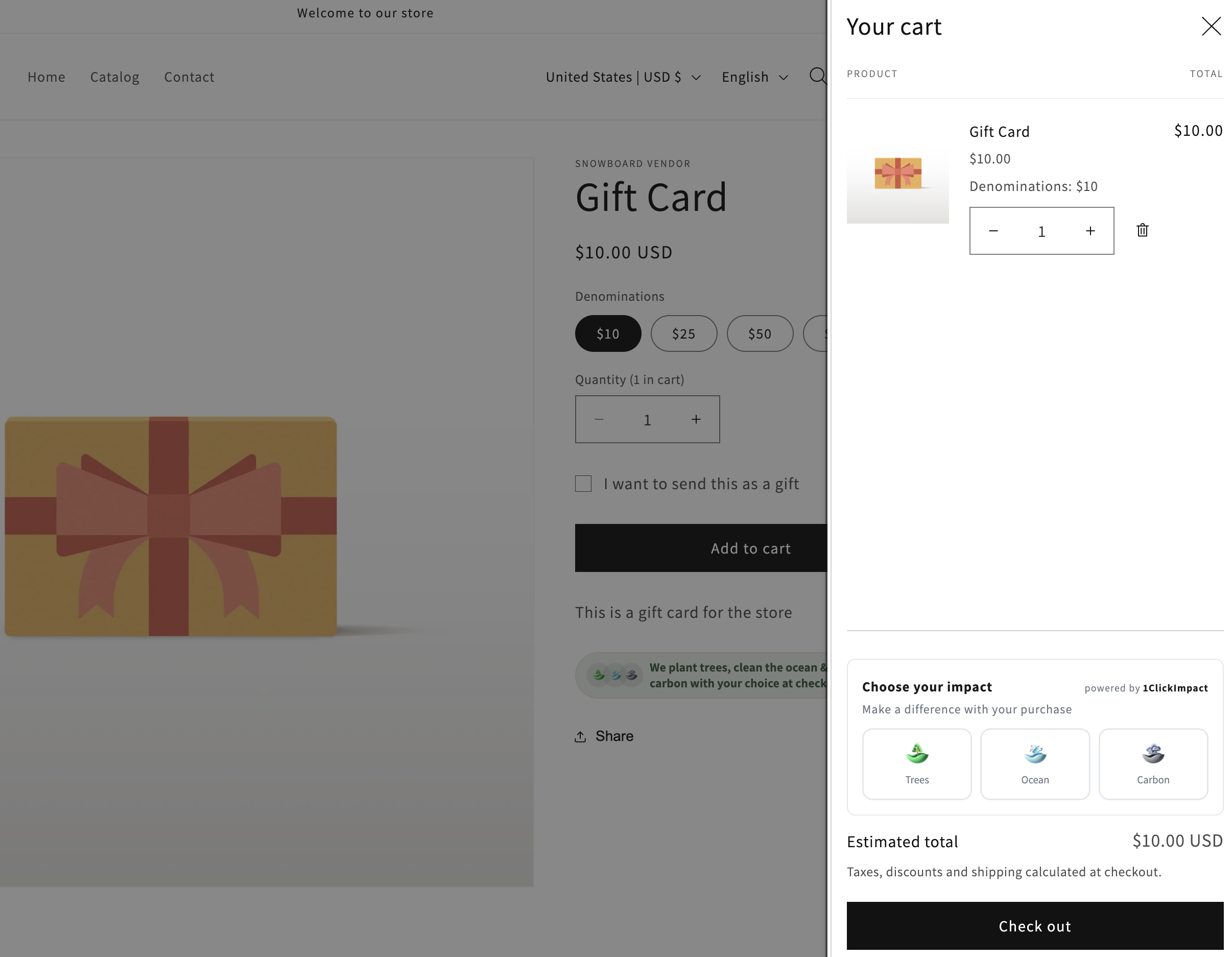 Customer choice tiles in cart