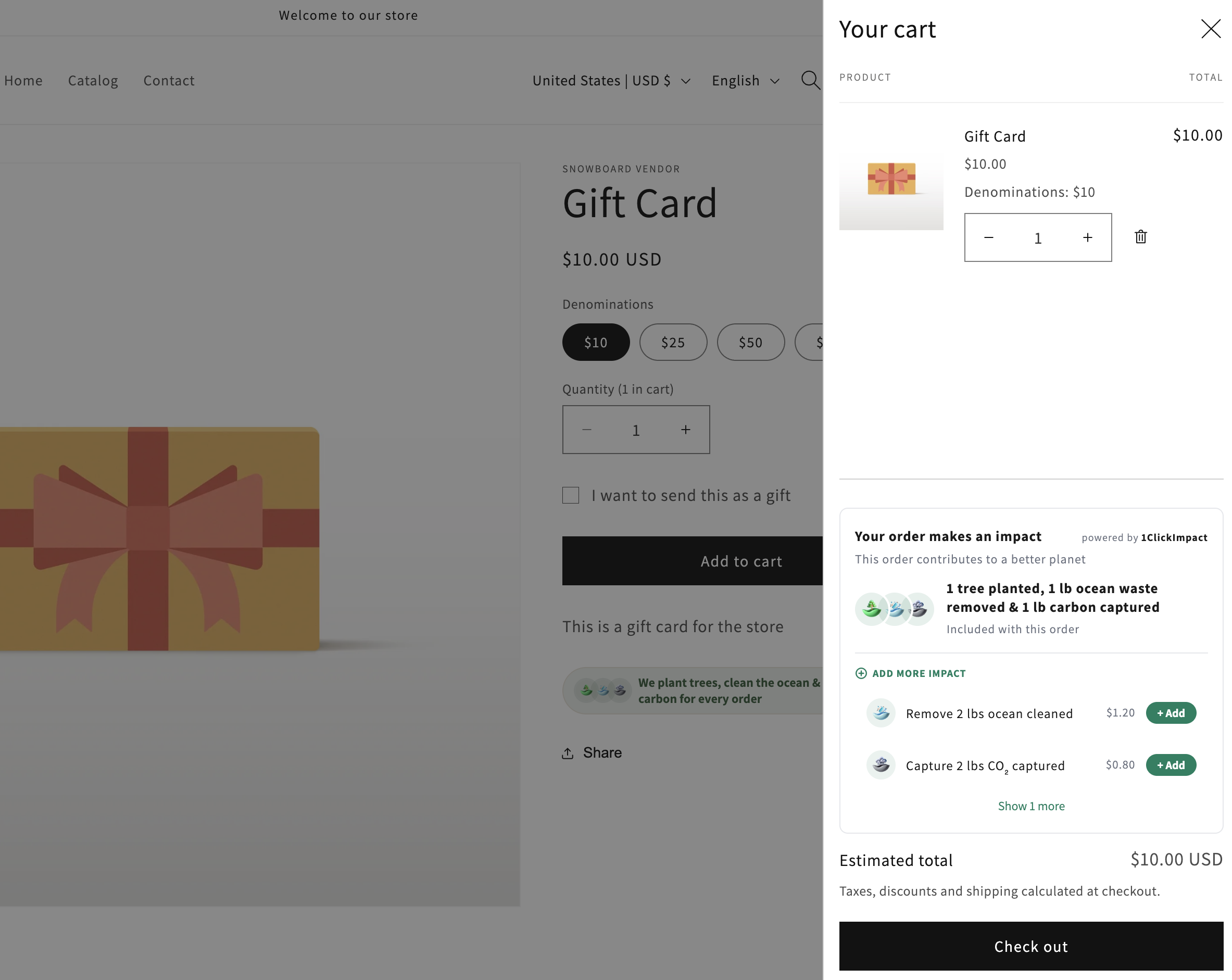Cart widget with add-on products