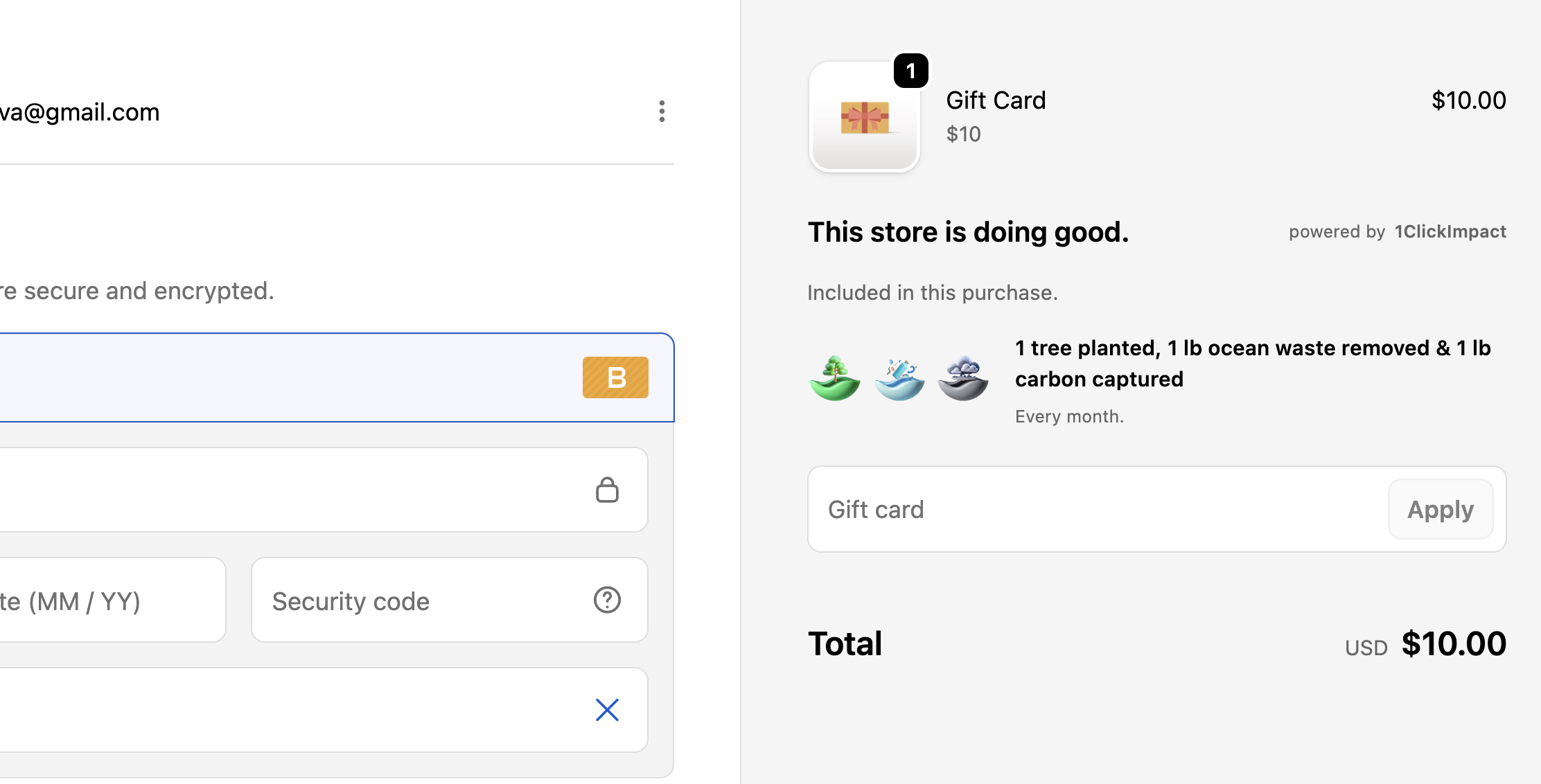 Checkout monthly impact mode
