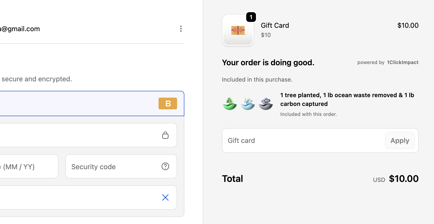 Checkout per-order impact summary