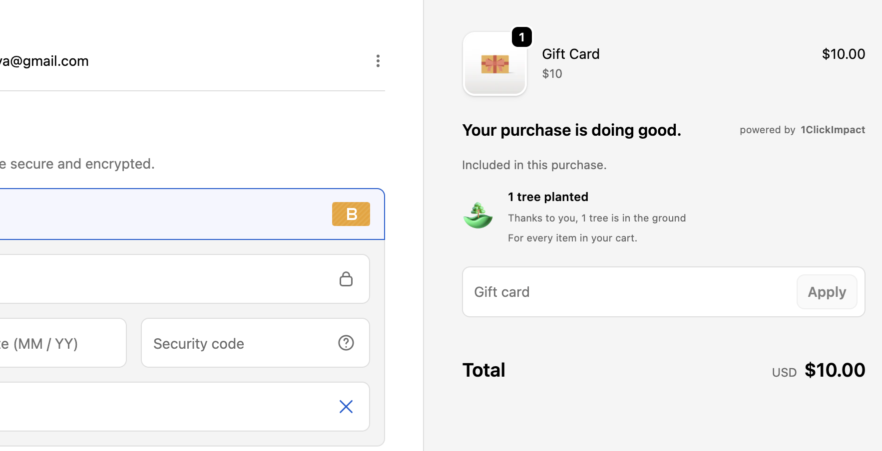 Checkout per-product impact summary